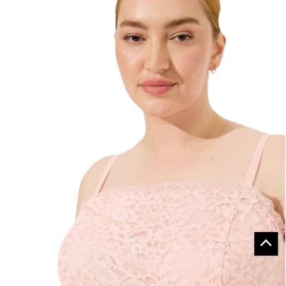 NEW TORRID PLUS SIZE LACE Square Neck Pink Smocked Crop Top Tank 2X - Picture 5 of 16